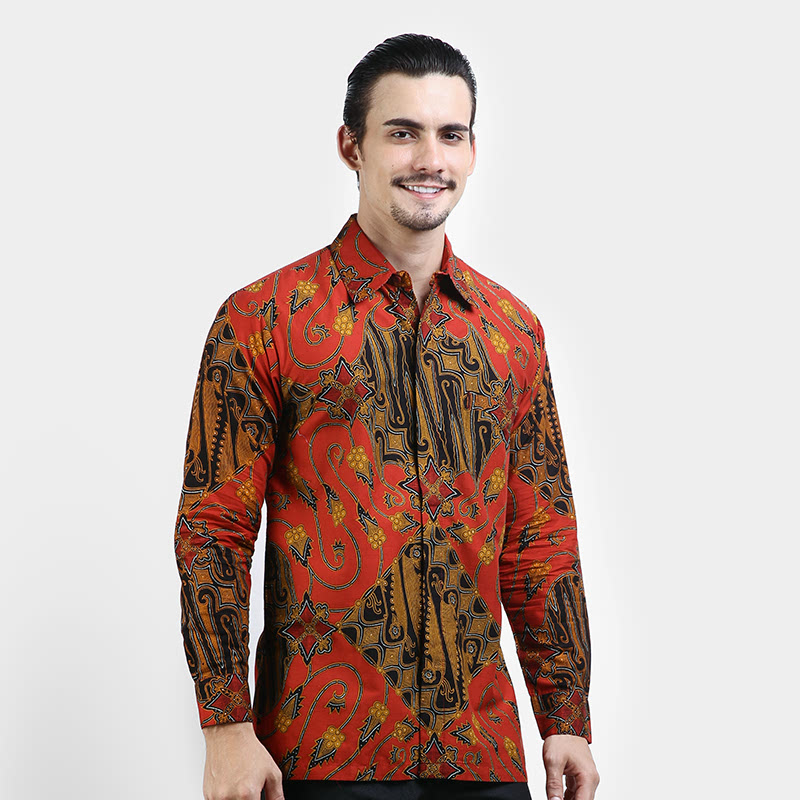  Kemeja Batik Lengan Panjang Danar Hadi  Print Motif Pesagen 